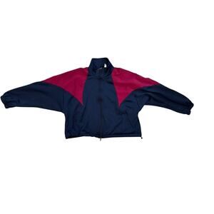 Adidas Originals Womens L Large Logo Track Jacket Navy Red Trefoil Full Zip